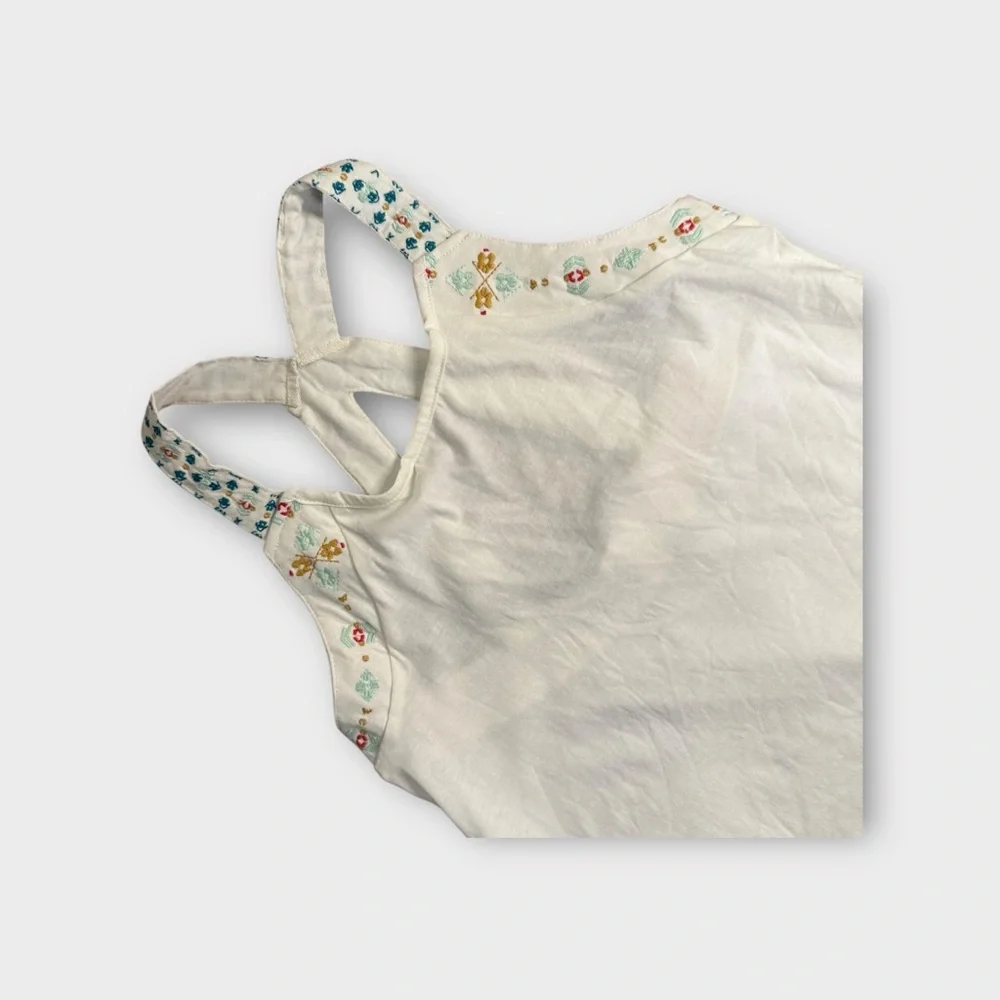 Roxy White Embroidered Trim Racer Back White Summer Dress